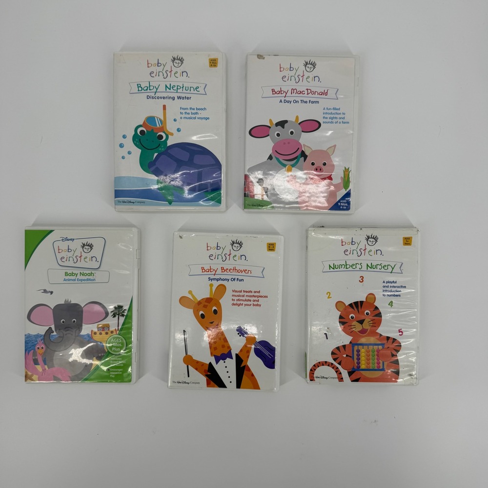 Baby Einstein DVD Lot 5 Baby Neptune MacDonald Noah Beethoven Numbers Nursery